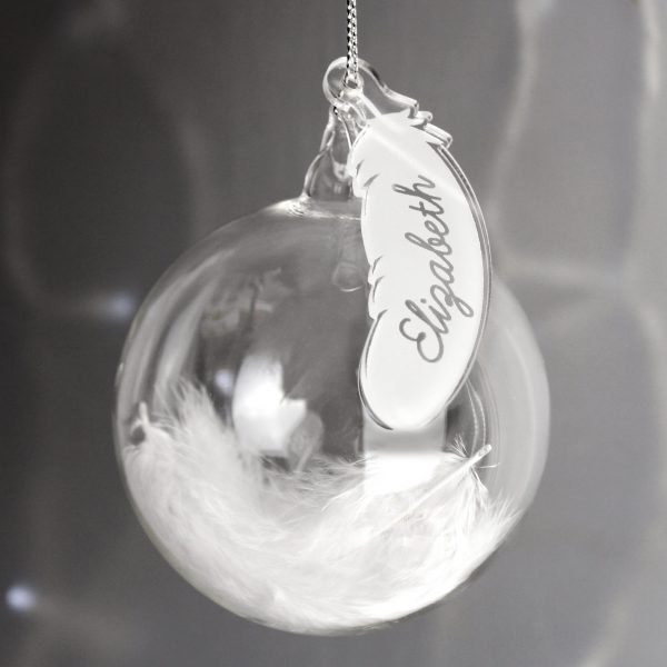 White Feather Glass Bauble