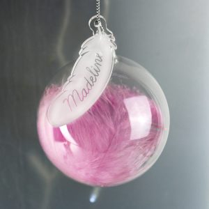 Pink Feather Personalised Bauble