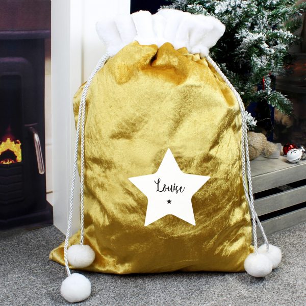 Personalised Gold Sack with Star