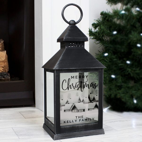 Personalised Town Christmas Rustic Lantern