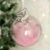 Pink Feather Glass Bauble with Unicorn Tag